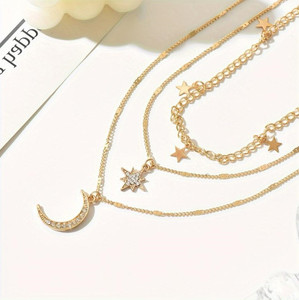 Hot Selling Women's Fashionable Gold Metal Layered Moon Pendant Necklaces - Product Image 6
