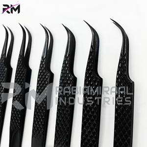 RMI Régulier 45 Degrés Point Courbé Plein Shin Noir Plasma Cils Pince À Cils Diamant Grip Set - Product Image 2
