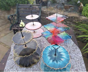 แท่นวางเค้กทำจากเรซินรอบกลมแบบสั่งทำแท่นวางเค้ก3ชั้นแท่นวางเค้กสำหรับงานแต่งงานออกแบบได้เองโดย tradebit - Product Image 2