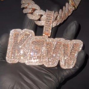 14K chapado en oro rosa 925 Plata Iced Hiphop rapero Real diamante colgante hombres finos colgantes para fiesta IGI diamante colgantes - Product Image 5