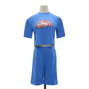 Nouveauté 2026 – Ensemble 2 pièces décontracté pour femme, couleur unie, manches courtes, collection été - Product Image 2