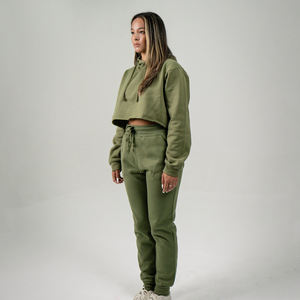 ชุดวอร์มเสื้อครอปสำหรับผู้ชายชุดวอร์มคอตตอนผ้าฟลีซออกแบบได้ตามต้องการสำหรับผู้หญิงจ็อกเกอร์ - Product Image 3