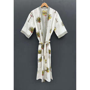 Kaftán de Algodón Estampado a Mano, Elegante Pareo de Playa con Palmeras, Accesorio Premium para Traje de Baño - Product Image 4