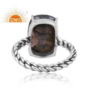 แหวนพลอยมอสอาเกตสีเขียวธรรมชาติสีเงินสเตอร์ลิงออกซิไดซ์ขายดีที่สุดสำหรับเป็นของขวัญสำหรับผู้หญิง - Product Image 4