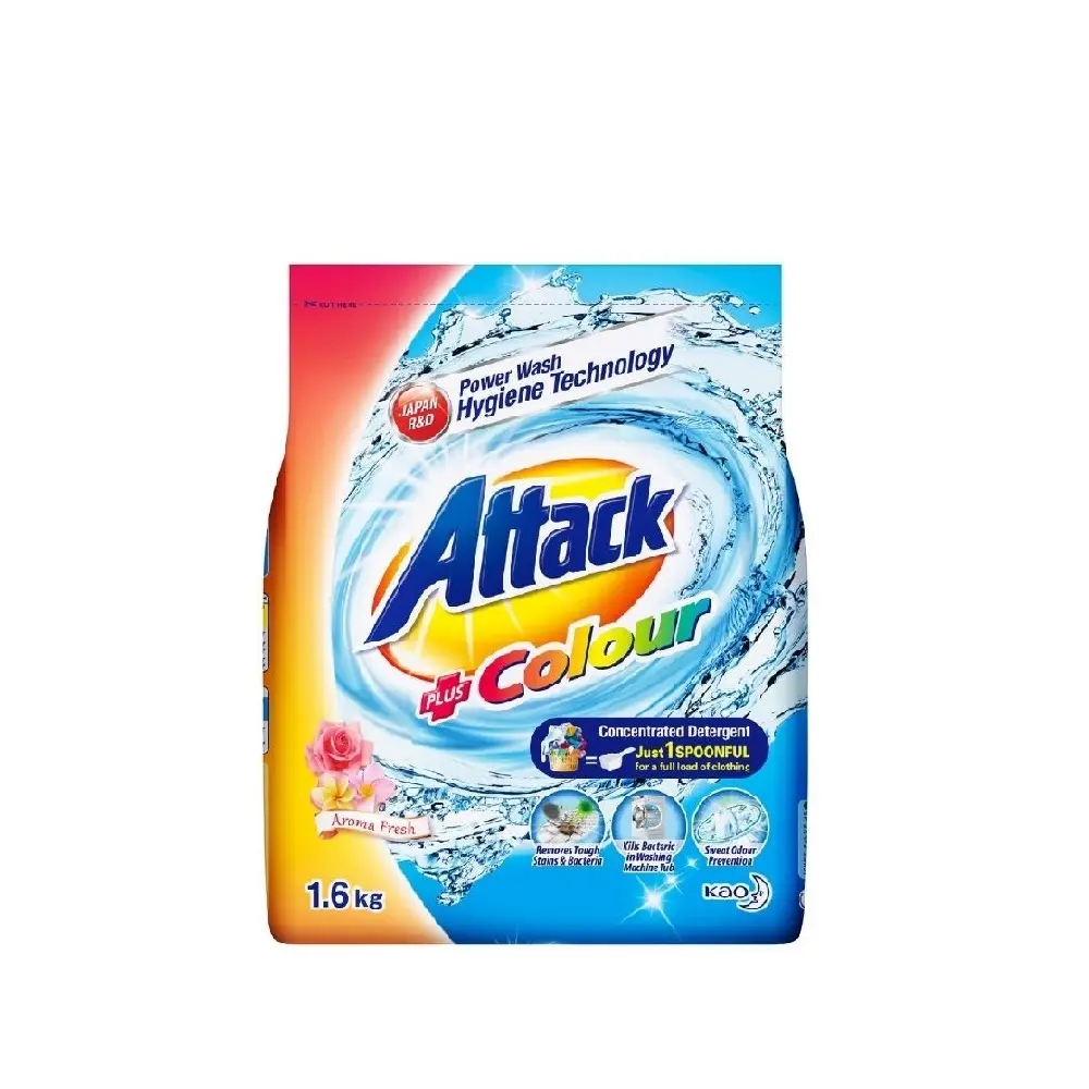 Ucuz fiyat çevre dostu yüksek köpük aydınlatmak renkler Aroma taze saldırı renk toz çamaşır deterjanı 1.6kg Made in tayland