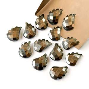 Natural Pyrite <b>Leaf</b> Shape Hand Carved Gemstone Pyrite Stone Beads For <b>Jewelry</b> Making Supplies Briolette At Wholesaler 11x15mm - Product Image 1