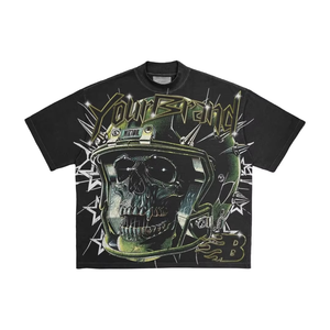 Camiseta estampada de algodón 100% para hombre, camiseta personalizada de gran tamaño con hombros caídos en blanco - Product Image 1