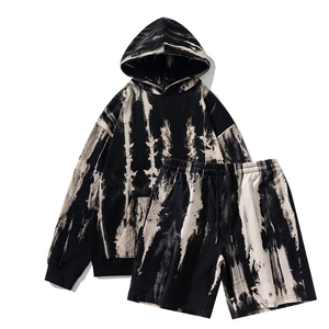 Custom Hoodie Men'S Sets New Design Tie Dye Hooded Sweatshirt High Street Hip Hop Fashion Men'S <b>Oversize</b> Hoodie <b>Jogger</b> Set - Product Image 3