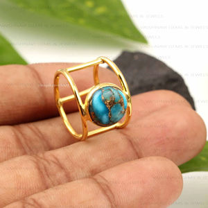 แหวนเวอร์เมอิลชุบทอง18K สีเงินสเตอร์ลิงสี925เทอร์ควอยซ์สีฟ้าสำหรับงานแต่งงานงานปาร์ตี้ - Product Image 3