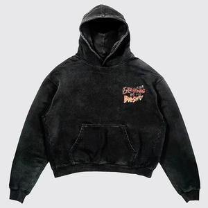 Diseño totalmente personalizado Flame Skull Letter Print Regular Fit 100% Cotton Winter Streetwear Acid Wash Casual Hoodie - Product Image 6