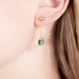 Pendientes colgantes de cadena de piedras preciosas de amatista cruda galvanizada de oro hecho a mano, Pendientes colgantes al por mayor para mujer - Product Image 3