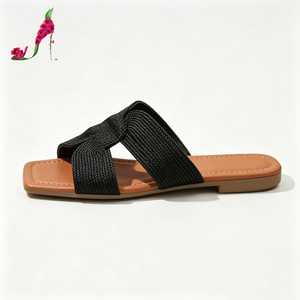 Damen Geflochtene Sandalen mit überkreuzten Riemen, eckiger offener Zehenpartie, gepolstert, weich, flach, für den Alltag, Date-Night, Slipper, Sommer - Product Image 2