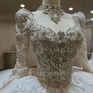 Jancember JJ52 Robe de mariage <span class=keywords><strong>empire</strong></span> à longue traîne en dentelle à manches longues - Product Image 5