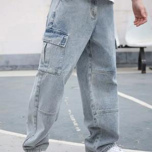 กางเกงยีนส์ผู้ชายทรงโอเวอร์ไซส์ เอวยางยืดปานกลาง ผ้าฟลีซ ระบายอากาศ คุณภาพสูง ราคาขายส่ง ผลิตจากโพลีเอสเตอร์/คอตตอน - Product Image 2