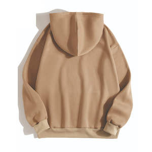 Mens Beige Graphic Hoodie Pullover Soft Fleece Casual Streetwear Printed Sweatshirt Warm Winter Fashion <b>Top</b> - Product Image 2