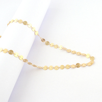 Meilleure vente de collier de breloques de disque d'or de conception simple en laiton plaqué or 24k chaîne de paillettes homard serrure colliers cadeau pour femme