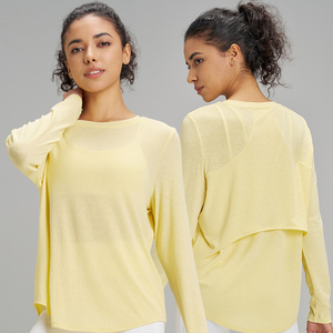 Loose Fit Langarmhemd für Damen Schnellt rockn endes, hochela tisches, atmungsaktives Netz, feuchtigkeit sablei tendes Plus Size Workout Top Summer - Product Image 2