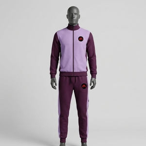 Ensemble de survêtement décontracté pour homme, violet lilas, avec veste zippée intégrale et pantalon de jogging, vêtements de sport unis pour l'entraînement, la gym, la course et le fitness - Product Image 1
