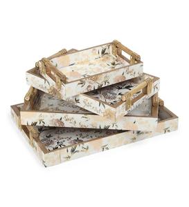 Plateau de service en bois émaillé fait à la main, plateau alimentaire artisanal pour table à manger - Product Image 1