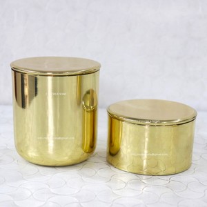 Custom Logo 6Oz Brass Gold Candle Jar Glossy Finish Brass Empty Jars for Candle Making Containers for High Quality Candles - Product Image 4
