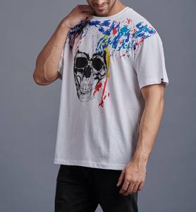 Camiseta informal de fitness 100% algodón orgánico comprimido 240 gramos tela de punto diseño de serigrafía con patrón sólido - Product Image 4