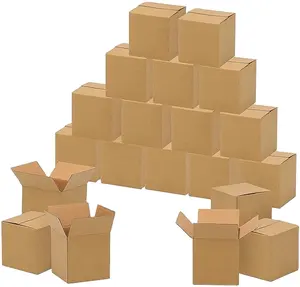 קופסת קרטון גלי 4 x 4 x 4 - 3 שכבות לאריזה, העברה, משלוח, מתנות ושימוש רב תכליתי.