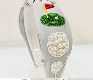 Diadema Hecha a Mano con Nudo Superior Personalizada, Diadema con Flores, Cristales y Cuentas - Product Image 5