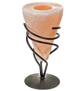 Bougie de sel en forme de fleur sculptée avec support en fer - Product Image 1