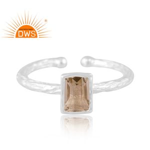 Latest Trending Fine Sterling Silver Natural <b>Green</b> Amethyst Gemstone Adjustable Ring Custom Jewelry Manufacturer - Product Image 2