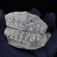 Grillz en argent sterling 925 avec diamants Moissanite VVS, style hip-hop, bijoux de luxe pour les dents, pour hommes, femmes, unisexe, cadeau tendance.
