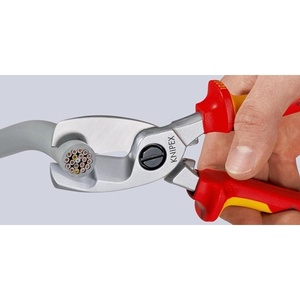 Tijeras para cables con aislamiento por inmersión certificadas por KNIPEX VDE, 200 mm de longitud, con cabezal cromado para sistemas eléctricos de vehículos recreativos - Product Image 4