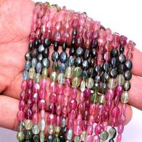 Natürliche Multi Turmalin glatte ovale Form Edelstein Perlen 6mm Turmalin Stein lose Perlen für die Schmuck herstellung zum Massen preis