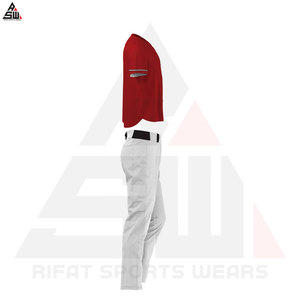 Maillots de baseball pour adultes en gros, ensembles uniformes, 100% polyester, imprimés par transfert thermique, respirants, col rond, noms d'équipe et logos personnalisés - Product Image 5