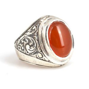 Anillo de Plata de Ley 925 Hecho a Mano para Hombre con Ágata y Turquesa, Diseño Geométrico, Baño de Rodio, Ideal para Uso Diario, Regalo, Engaste de Bisel - Product Image 1