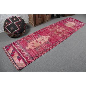Vintage <b>Runner</b> Rug, 2.6x10.2 ft Turkish Rug, <b>Red</b> Herki Wool Rug - Product Image 2