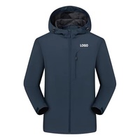 Vestes universitaires pour hommes en nylon tissé enduit, épaisseur standard, avec coque en polyester, col montant, coupe-vent, respirantes, à capuche, logo frontal