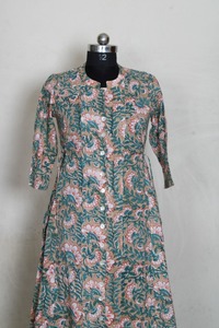 ชุดเดรสแขนยาวผ้าฝ้าย100% พิมพ์ลายดอกไม้, ชุดลำลองสวมใส่สบายสำหรับงานแต่งงานวันวาเลนไทน์ - Product Image 3