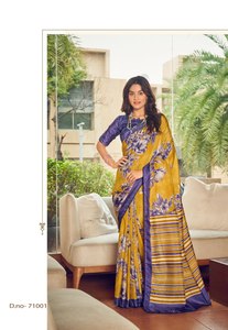 Tailleur femme de chambre belle dentelle bordure travail coton doux avec imprimé numérique longue longueur été confort Saree pour dames porter - Product Image 3