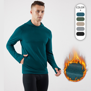 Mens <b>Fleece</b> Performance Hoodie Long Sleeve Athletic <b>Running</b> Shirts Rash Guards Hiking Outdoor Hooded Workout Sweatshirts - Product Image 5