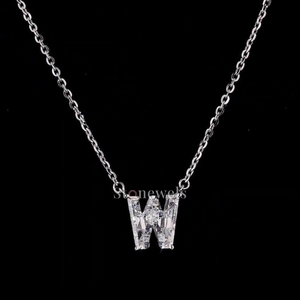 Pendentif unisexe en or 10kt HPHT/CVD cultivé en laboratoire DEF VVS/VS Alphabet Bijoux fins Pendentifs et breloques lettre W-IGI certificat Cadeau parfait - Product Image 1