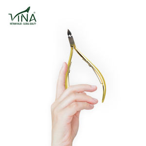 Pinces à cuticules professionnelles plaqué or Vina Vietnam fournisseur d'ongles VNC-501 de haute qualité en acier au carbone à Double ressort - Product Image 6