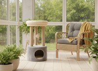 Tour pour chat d'intérieur écologique Atlanta Cloud Perch avec emballage en bois et carton, confort doux, design durable, montage facile