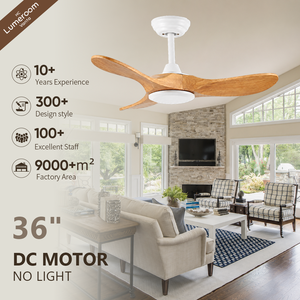 36 Inch <b>Ceiling</b> <b>Fan</b> Without Light, 3 Solid Wood Blades, Downrod Mount, Reversible DC Motor with <b>Remote</b> <b>Control</b> for Bedroom - Product Image 1