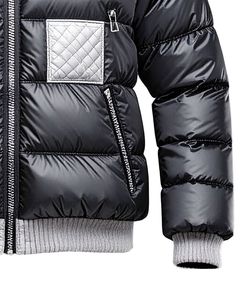 Doudounes matelassées brillantes pour hommes avec capuche Vêtements d'extérieur chauds d'hiver avec fermeture à glissière Manteaux de mode pour temps froid - Product Image 5
