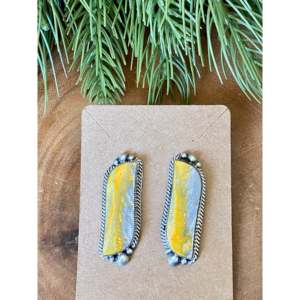 Bumblebee Jasper <b>Stud</b> <b>Earrings</b> Sterling <b>Silver</b> Bezel <b>Set</b> Post <b>Earrings</b> - Product Image 1
