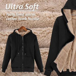 Sweat-shirt à capuche en polaire sherpa pour femme, lourd et chaud, parfait pour les activités de plein air et les conditions climatiques froides - Product Image 2