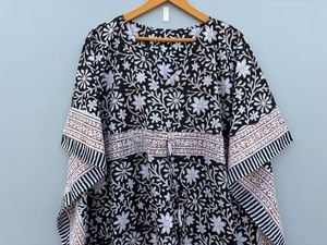 ชุดแม็กซี่เดรสพิมพ์ลายดอกไม้ผ้าคอตตอนลายดอกเชอร์รี่สีดำสำหรับผู้หญิงชุดเดรสลำลองธรรมชาติสำหรับใส่ไปทะเลฤดูร้อน - Product Image 2