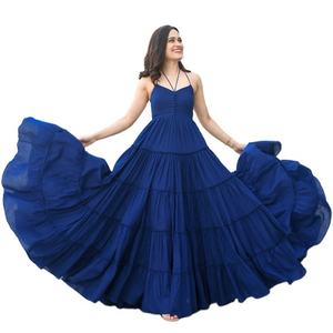 เดรสปาร์ตี้แฟชั่นชั้นสูงสำหรับผู้หญิงชุดเดรสยาวคอและหลังแขนกุดยาว - Product Image 1