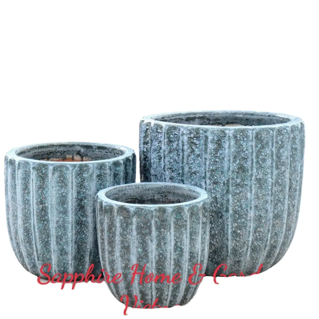 Penjualan Terbaik luar ruangan keramik mengkilap pot bunga tanah liat pot besar pot tembikar untuk tanaman pedesaan keramik taman tembikar