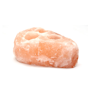 Lámpara de sal del Himalaya de forma natural con portavelas de cristal de 3 agujeros, decoración náutica tallada ecológica para el hogar, estilo de amor - Product Image 1